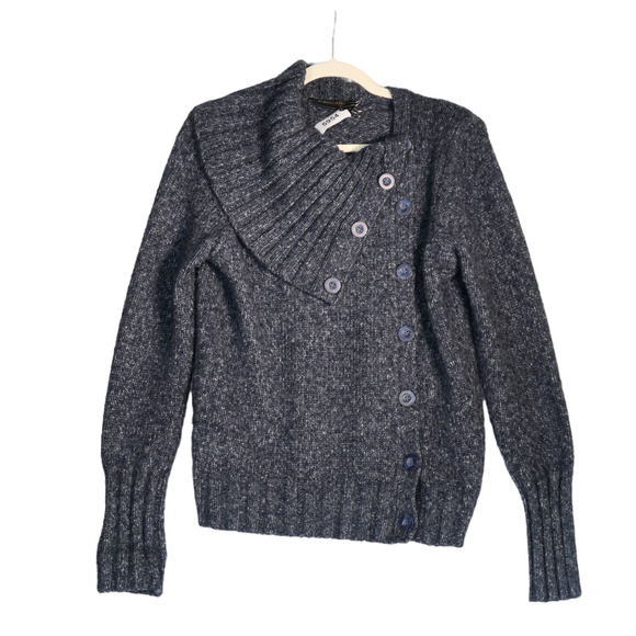 BCBGMaxAzria Sweaters - BCBGMAXAZRIA Cardigan Sweater Women Large Gray Wool Blend Knit Cozy Elegant Luxe